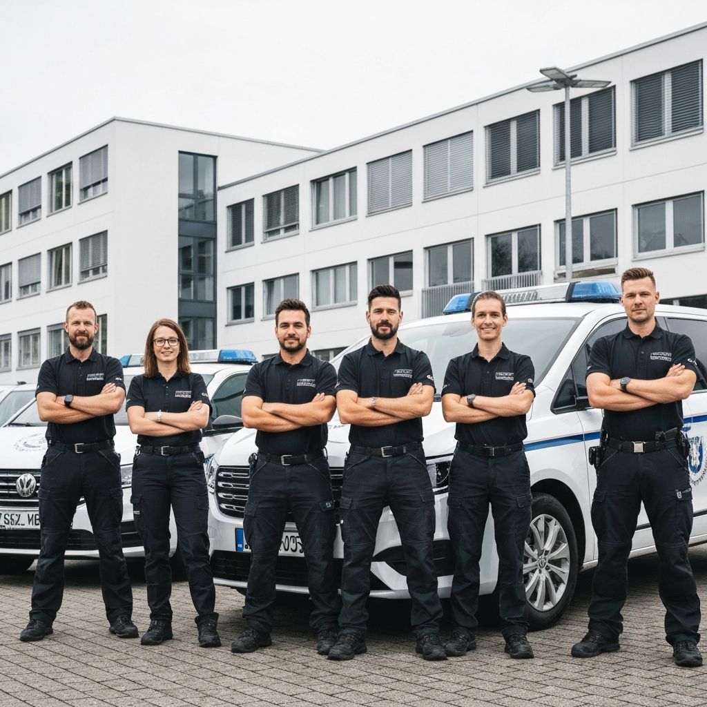 Levsec Sicherheit Team vor Firmenfahrzeugen